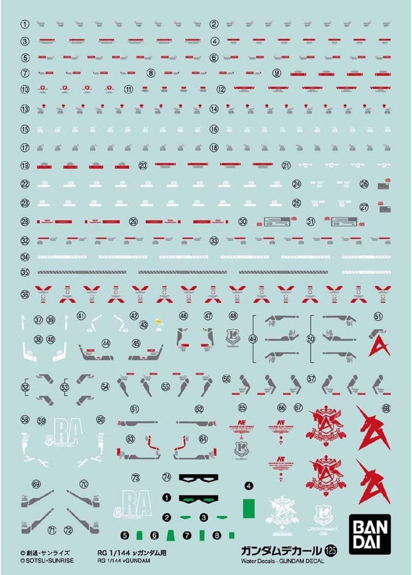 Bandai Gundam Decal GD-125 Nu Gundam RG 1/144 Decal - A-Z Toy Hobby