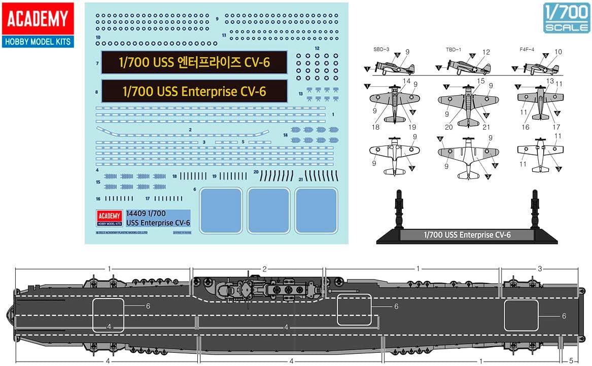 Academy 14409 USS Enterprise CV-6 "Battle of Midway" 1/700 Model Kit - A-Z Toy Hobby