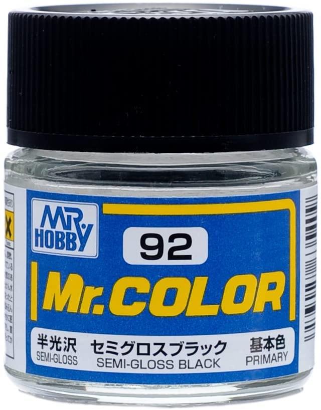 Mr. Hobby C92 Mr. Color Semi Gloss Black Lacquer Paint 10ml - A-Z Toy Hobby
