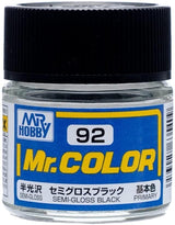 Mr. Hobby C92 Mr. Color Semi Gloss Black Lacquer Paint 10ml - A-Z Toy Hobby