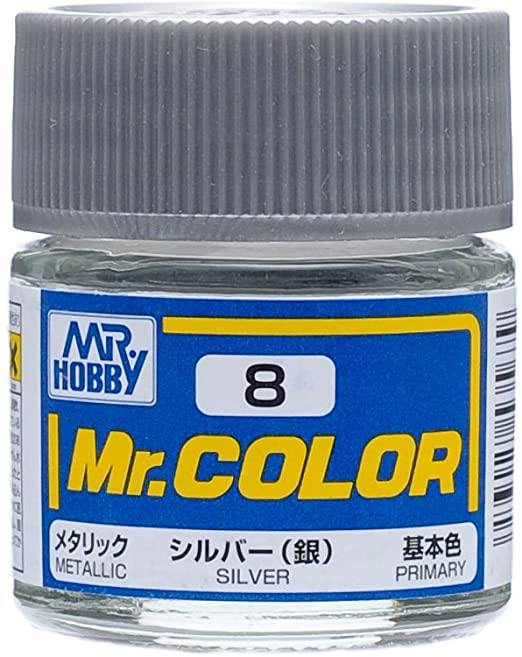 Mr. Hobby C8 Mr. Color Metallic Silver Lacquer Paint 10ml - A-Z Toy Hobby