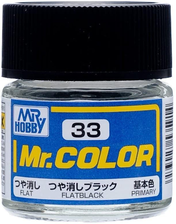 Mr. Hobby C33 Mr. Color Flat Black Lacquer Paint 10ml - A-Z Toy Hobby