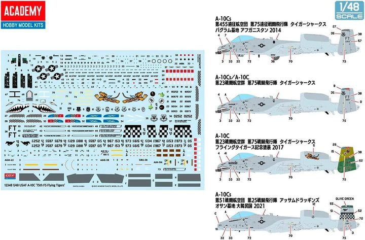 Academy 12348 USAF A-10C Thunderbolt II "75th FS Flying Tigers" 1/48 Model Kit - A-Z Toy Hobby