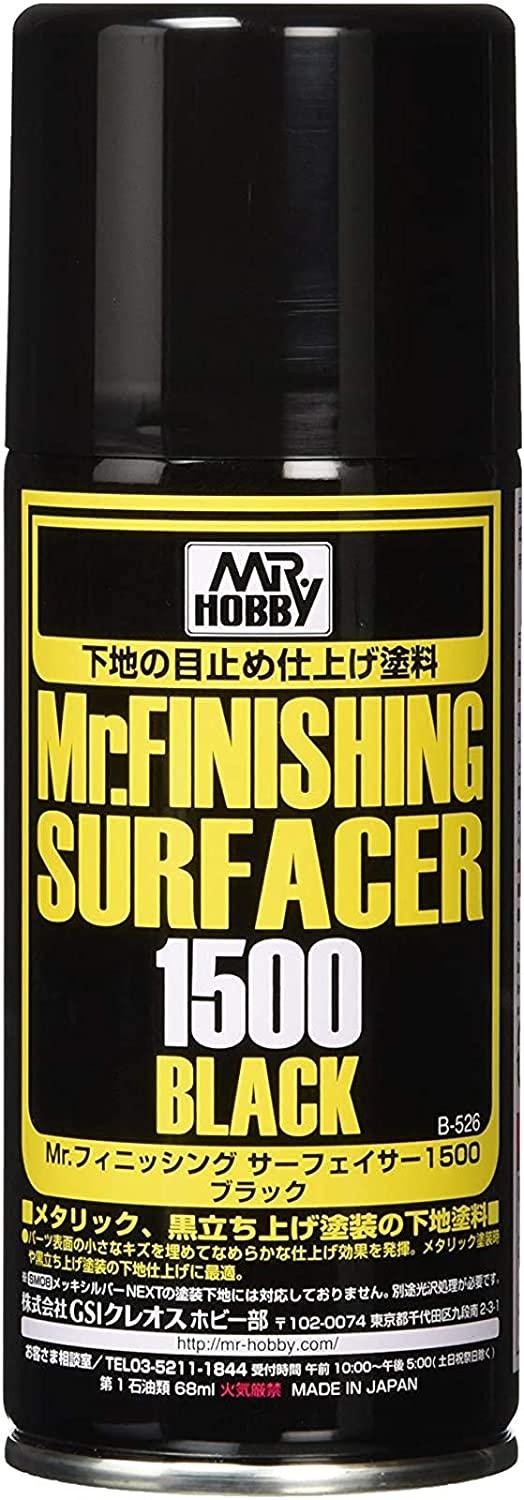 Mr. Hobby B526 Mr. Finishing Surfacer 1500 Black Spray Paint 170ml - A-Z Toy Hobby