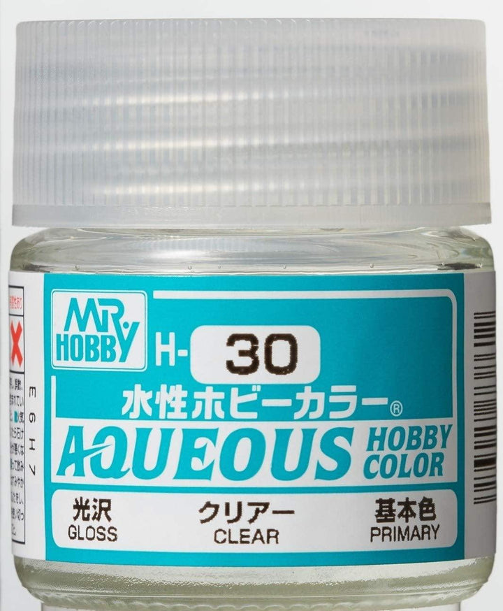 Mr. Hobby H30 Aqueous Gloss Clear Acrylic Paint 10ml - A-Z Toy Hobby