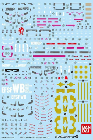 Bandai Gundam Decal GD-97 RX-78-2 Gundam Ver 3.0 MG 1/100 Decal - A-Z Toy Hobby