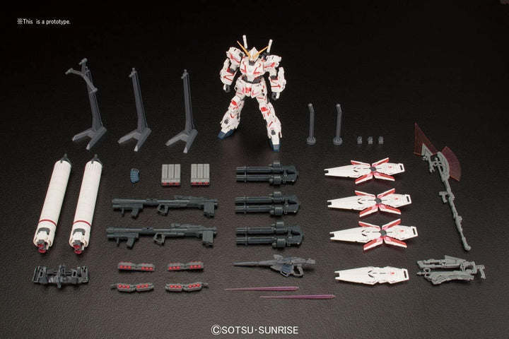 Bandai 199 Full Armor Unicorn Gundam (Destroy Mode) (Red Color Ver.) HGUC 1/144 Model Kit - A-Z Toy Hobby