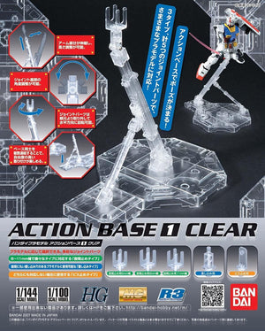 Bandai Action Base 1 Clear 1/100 1/144 Display Stand - A-Z Toy Hobby