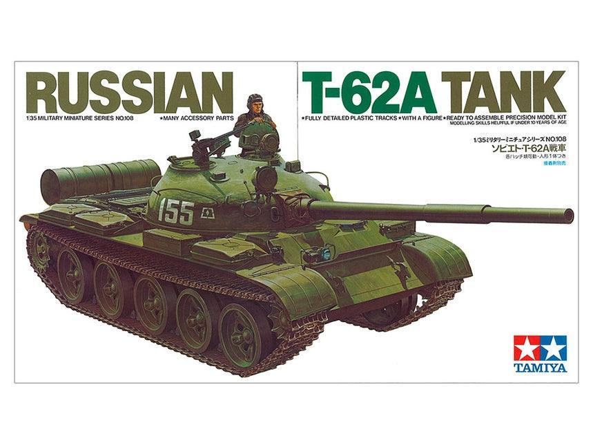 Tamiya #35108 Russian T-62A Tank 1/35 Model Kit - A-Z Toy Hobby