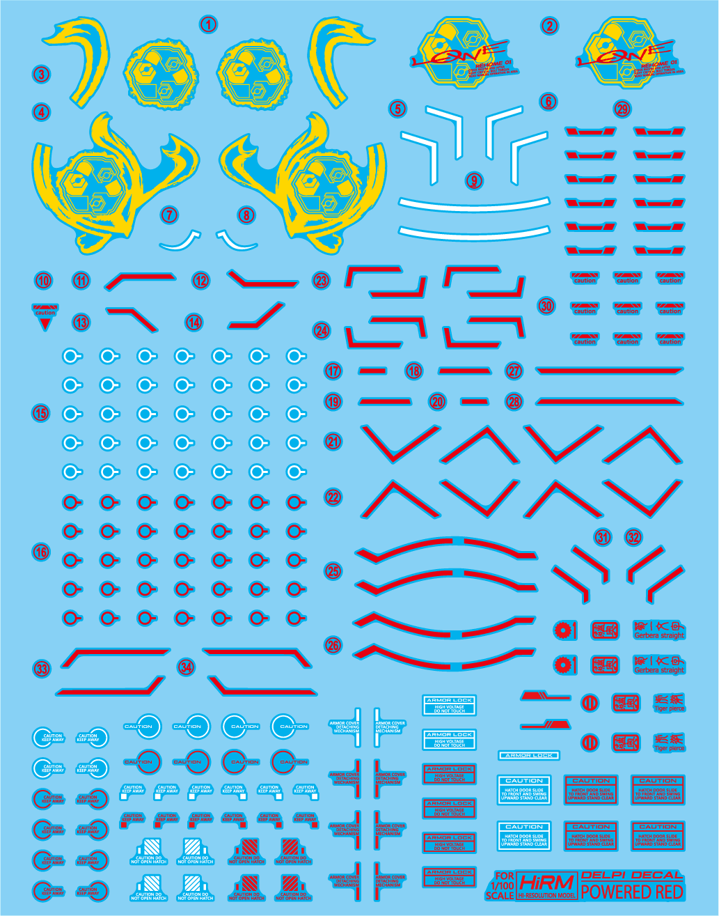 Delpi Water Decal For HiRM Astray Red Frame Powered - A-Z Toy Hobby
