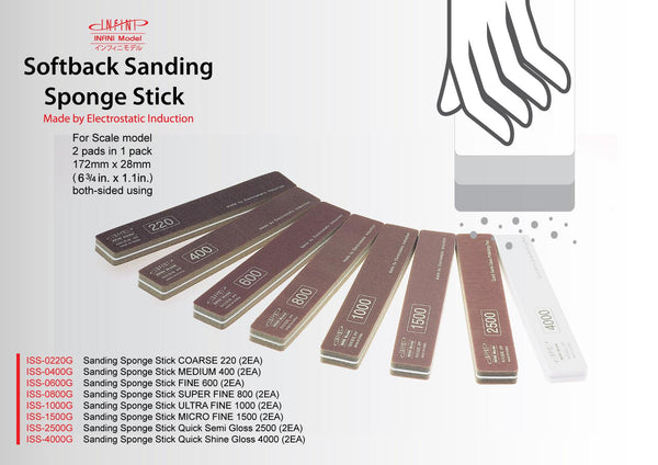 Infini Model Softback Sanding Sponge Stick Full Set (220-4000) (8pcs) ISS-0000G - A-Z Toy Hobby
