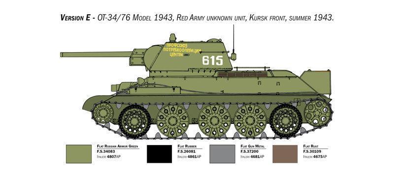 Italeri 6570 T-34/76 Model 1943 Tank Premium Edition 1/35 Model Kit - A-Z Toy Hobby