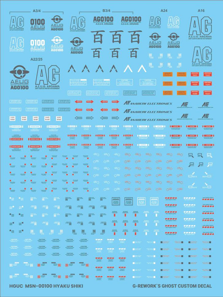 G-Rework Water Decal For HG Hyaku Shiki - A-Z Toy Hobby