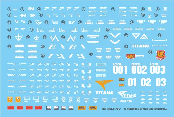 G-Rework Water Decal For HG RGM-79Q GM Quel - A-Z Toy Hobby