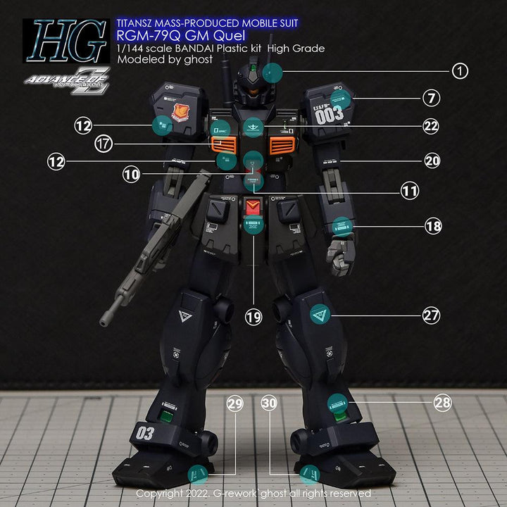 G-Rework Water Decal For HG RGM-79Q GM Quel - A-Z Toy Hobby