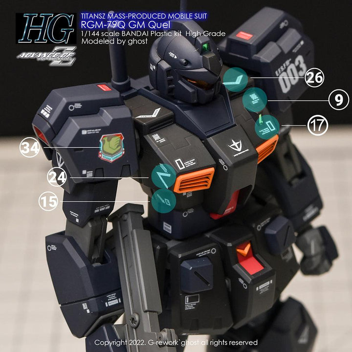 G-Rework Water Decal For HG RGM-79Q GM Quel - A-Z Toy Hobby