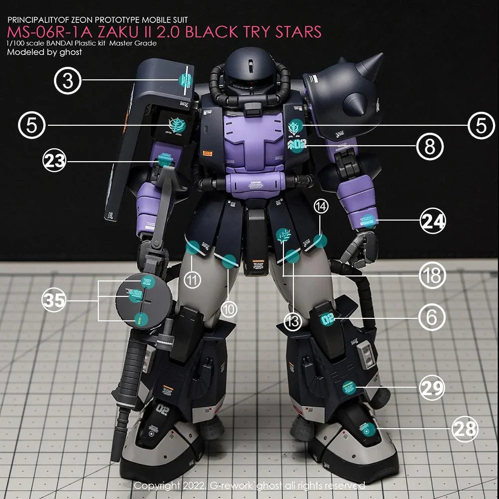 G-Rework Water Decal For MG Zaku II Black Tri-Stars Ver 2.0 - A-Z Toy Hobby