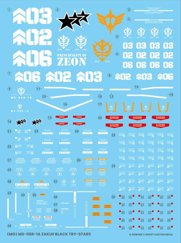 G-Rework Water Decal For MG Zaku II Black Tri-Stars Ver 2.0 - A-Z Toy Hobby