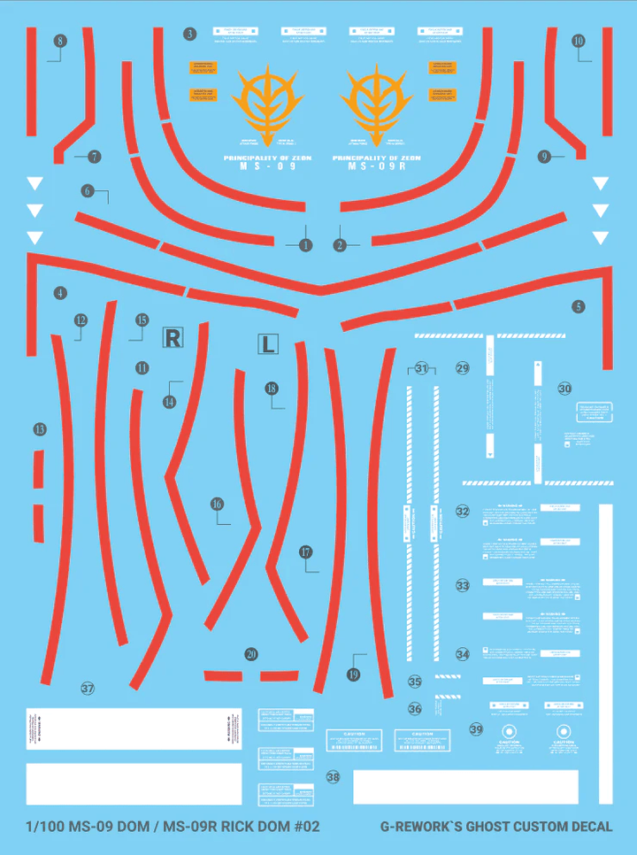G-Rework Water Decal For MG Dom / Rick Dom - A-Z Toy Hobby