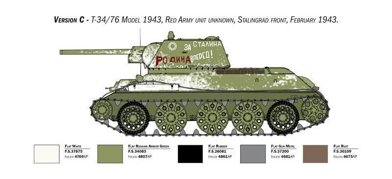 Italeri 6570 T-34/76 Model 1943 Tank Premium Edition 1/35 Model Kit - A-Z Toy Hobby