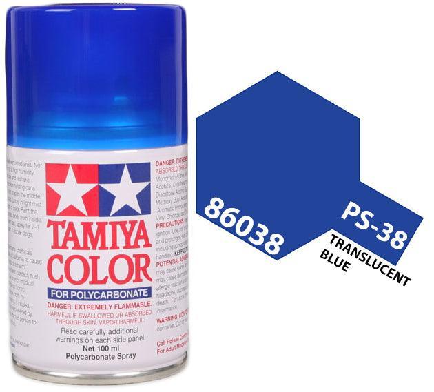 Tamiya 86038 PS-38 Translucent Blue Polycarbonate Spray Paint 100ml TAM86038 - A-Z Toy Hobby