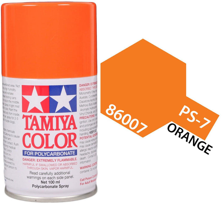 Tamiya 86007 PS-7 Orange Polycarbonate Spray Paint 100ml TAM86007 - A-Z Toy Hobby