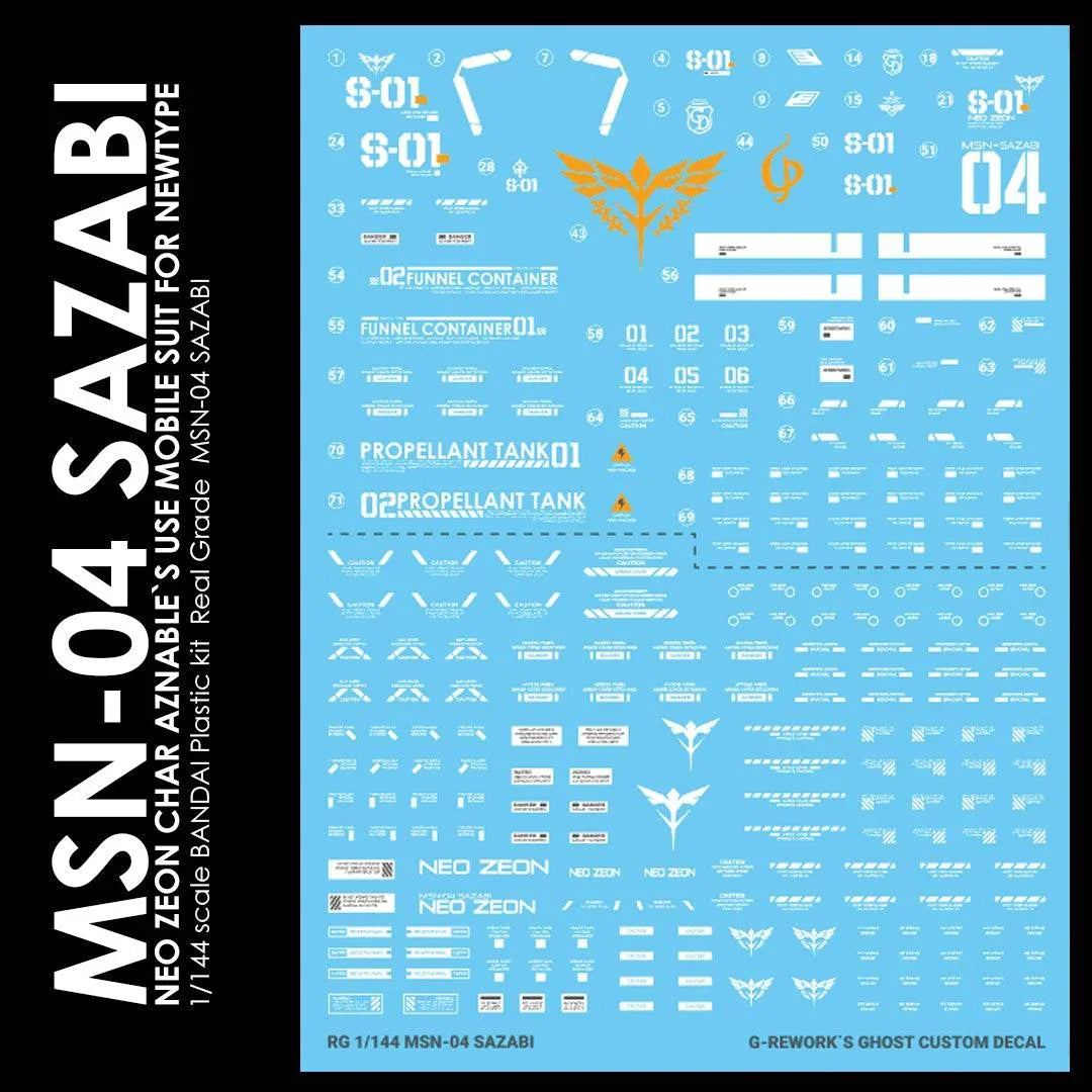 G-Rework Water Decal For RG Sazabi - A-Z Toy Hobby