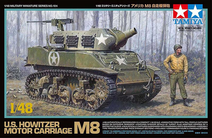 Tamiya #32604 U.S. Howitzer Motor Carriage M8 1/48 Model Kit - A-Z Toy Hobby