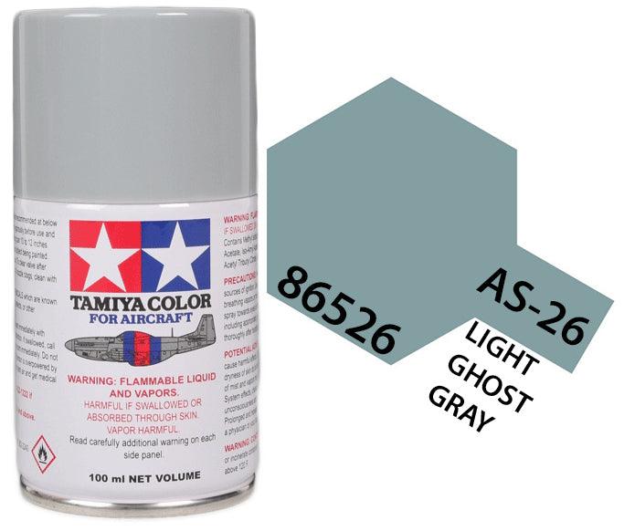 Tamiya 86526 AS-26 Light Ghost Gray Aircraft Lacquer Spray Paint 100ml - A-Z Toy Hobby