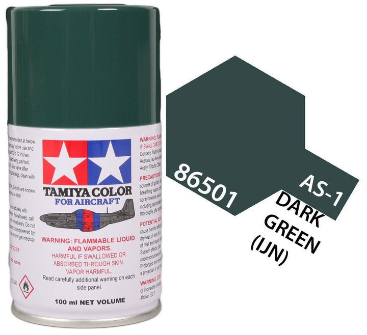 Tamiya 86501 AS-1 Dark Green (IJN) Aircraft Lacquer Spray Paint 100ml - A-Z Toy Hobby