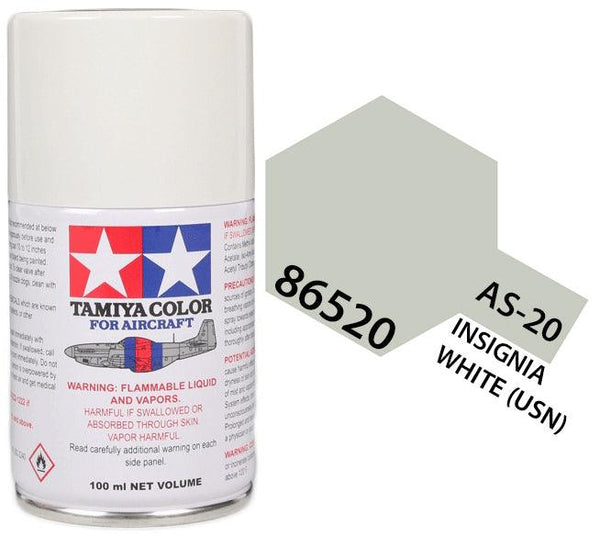 Tamiya 86520 AS-20 Insignia White (US Navy) Aircraft Lacquer Spray Paint 100ml - A-Z Toy Hobby