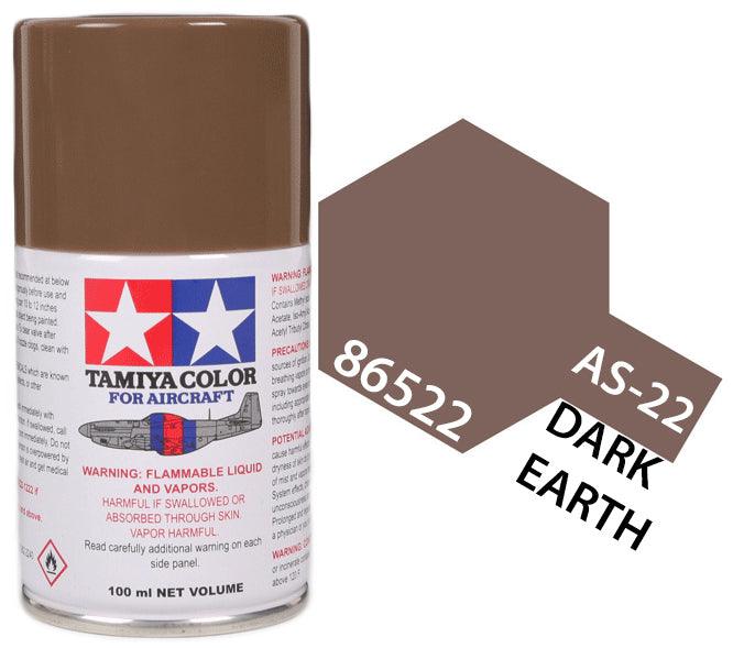 Tamiya 86522 AS-22 Dark Earth Aircraft Lacquer Spray Paint 100ml - A-Z Toy Hobby