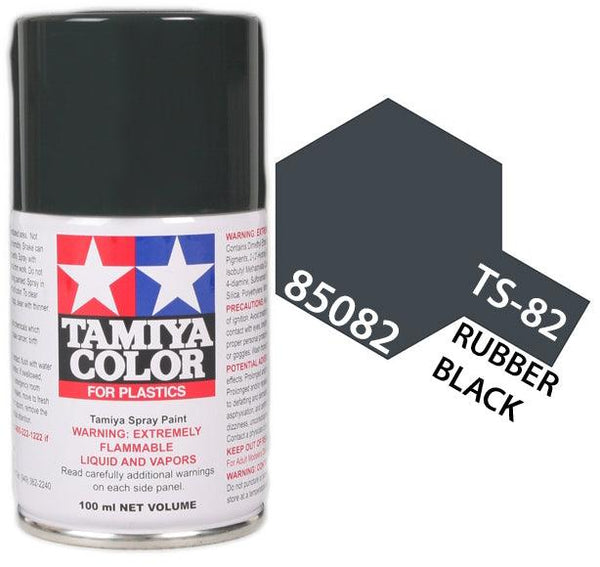 Tamiya 85082 TS-82 Rubber Black Lacquer Spray Paint 100ml TAM85082 - A-Z Toy Hobby