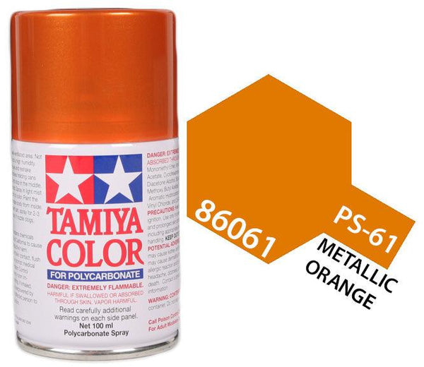 Tamiya 86061 PS-61 Metallic Orange Polycarbonate Spray Paint 100ml TAM86061 - A-Z Toy Hobby