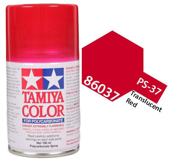 Tamiya 86037 PS-37 Translucent Red Polycarbonate Spray Paint 100ml TAM86037 - A-Z Toy Hobby