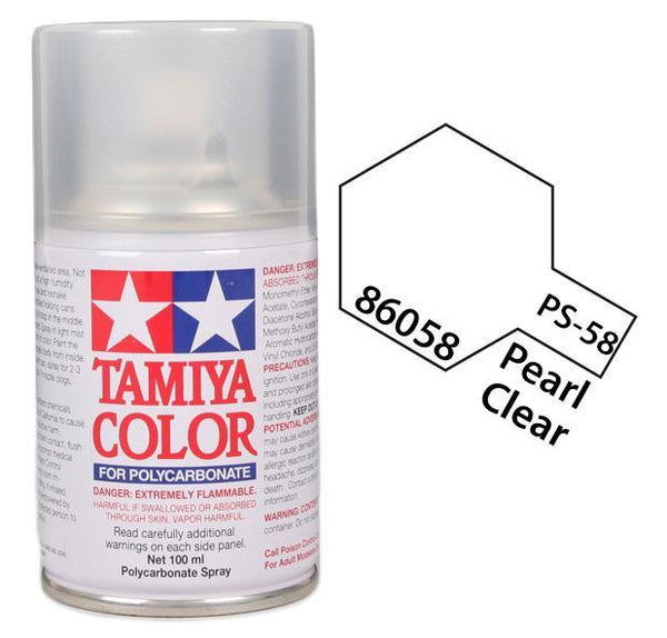 Tamiya 86058 PS-58 Pearl Clear Polycarbonate Spray Paint 100ml TAM86058 - A-Z Toy Hobby