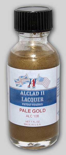 Alclad II ALC-108 Pale Gold Lacquer Paint 1oz - A-Z Toy Hobby