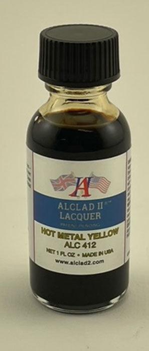 Alclad II ALC-412 Hot Metal Yellow Lacquer Paint 1oz - A-Z Toy Hobby