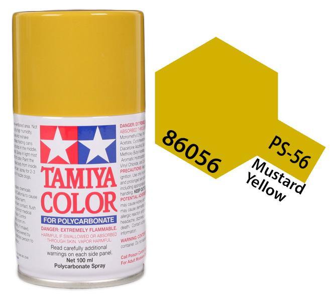 Tamiya 86056 PS-56 Mustard Yellow Polycarbonate Spray Paint 100ml TAM86056 - A-Z Toy Hobby
