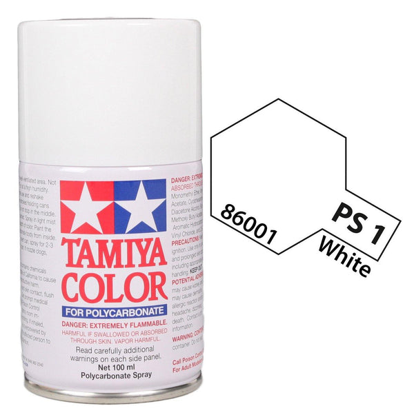 Tamiya 86001 PS-1 White Polycarbonate Spray Paint 100ml TAM86001 - A-Z Toy Hobby