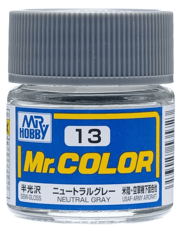 Mr. Hobby C13 Mr. Color Semi Gloss Neutral Gray Lacquer Paint 10ml - A-Z Toy Hobby