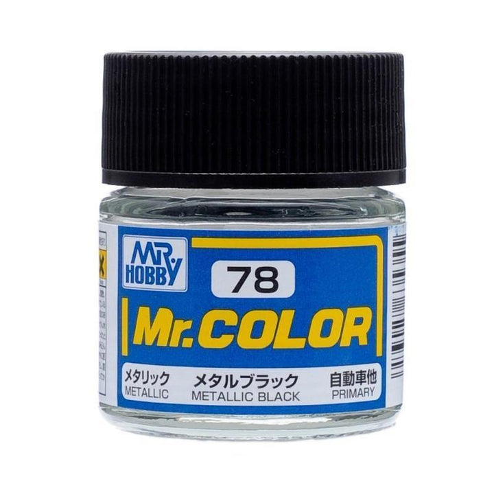 Mr. Hobby C78 Mr. Color Metallic Black Lacquer Paint 10ml - A-Z Toy Hobby