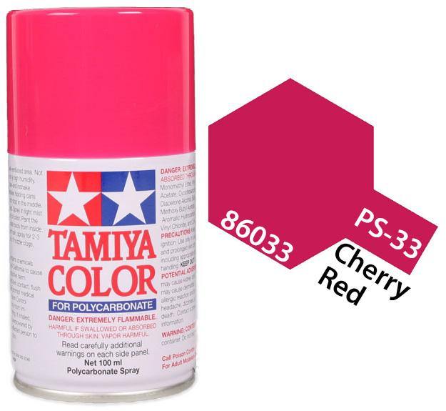 Tamiya 86033 PS-33 Cherry Red Polycarbonate Spray Paint 100ml TAM86033 - A-Z Toy Hobby
