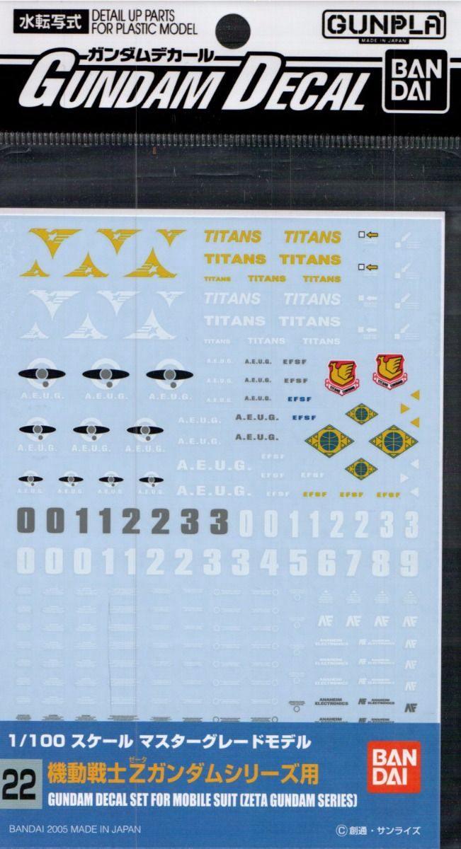 Bandai Gundam Decal GD-22 Multiuse for Mobile Suit Zeta Gundam MG 1/100 Decal - A-Z Toy Hobby