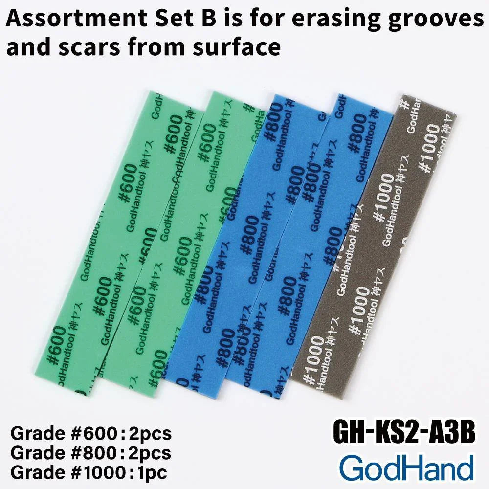 GodHand Kamiyasu Sanding Sponge Stick 2mm Set B (600, 800, 1000) GH-KS2-A3B - A-Z Toy Hobby