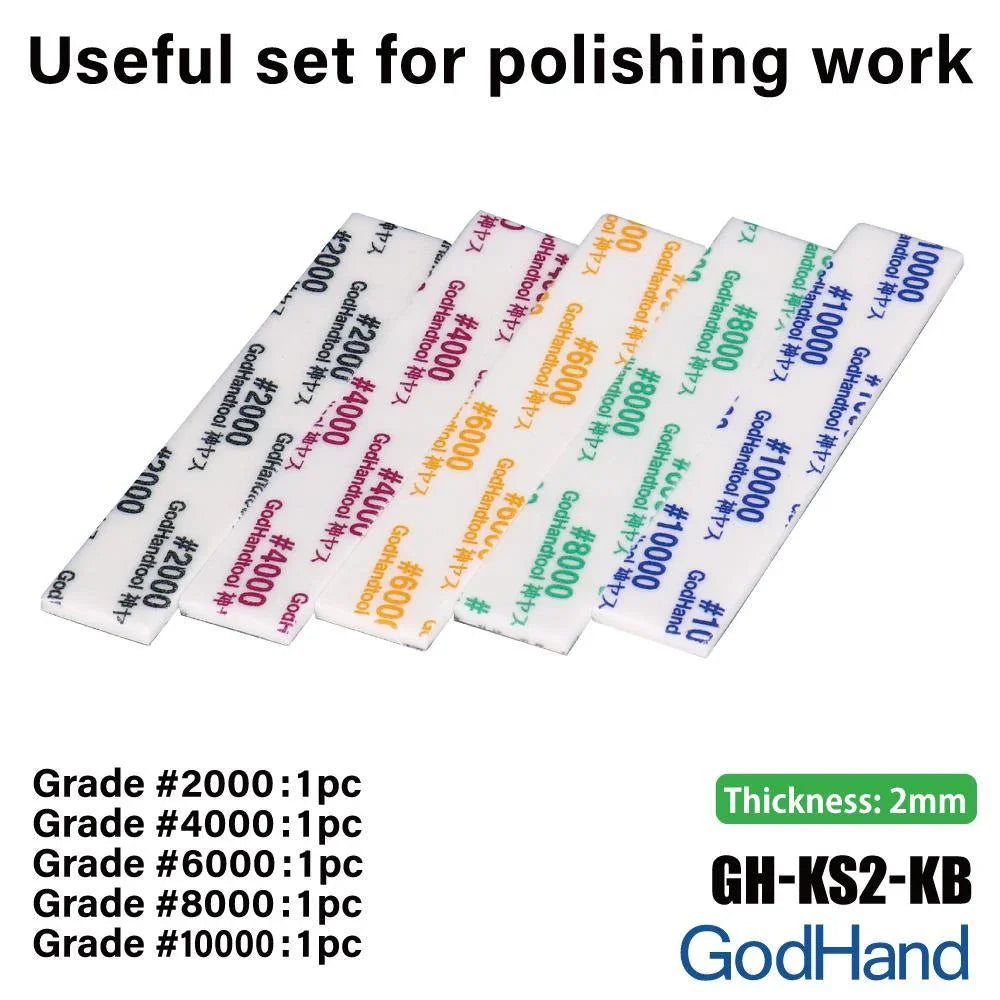 GodHand Sanding Sponge Stick 2mm Ultra Fine Set (2000, 4000, 6000, 8000, 10000) GH-KS2-KB - A-Z Toy Hobby