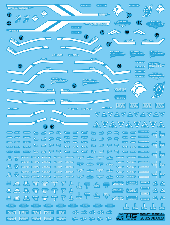 Delpi Water Decal For HG Guel's Dilanza - A-Z Toy Hobby
