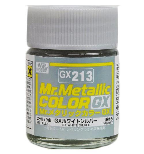 Mr. Hobby GX213 Mr. Metallic Color GX White Silver Lacquer Paint 18ml - A-Z Toy Hobby