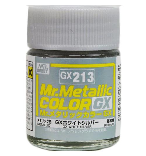 Mr. Hobby GX213 Mr. Metallic Color GX White Silver Lacquer Paint 18ml - A-Z Toy Hobby