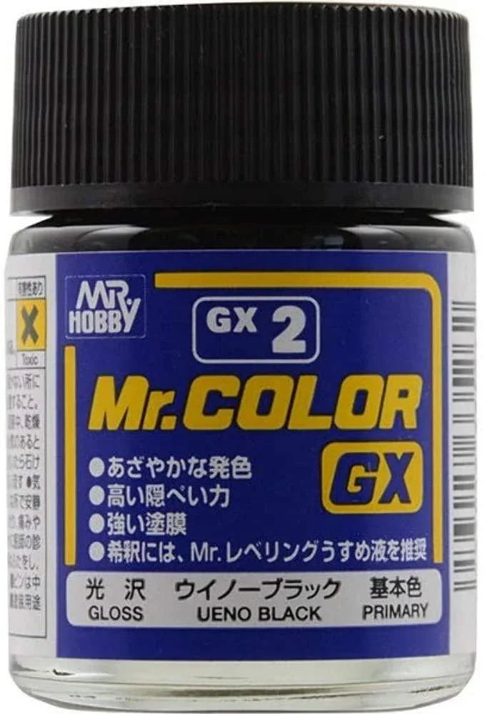 Mr. Hobby GX2 Mr. Color GX Gloss Ueno Black Lacquer Paint 18ml - A-Z Toy Hobby